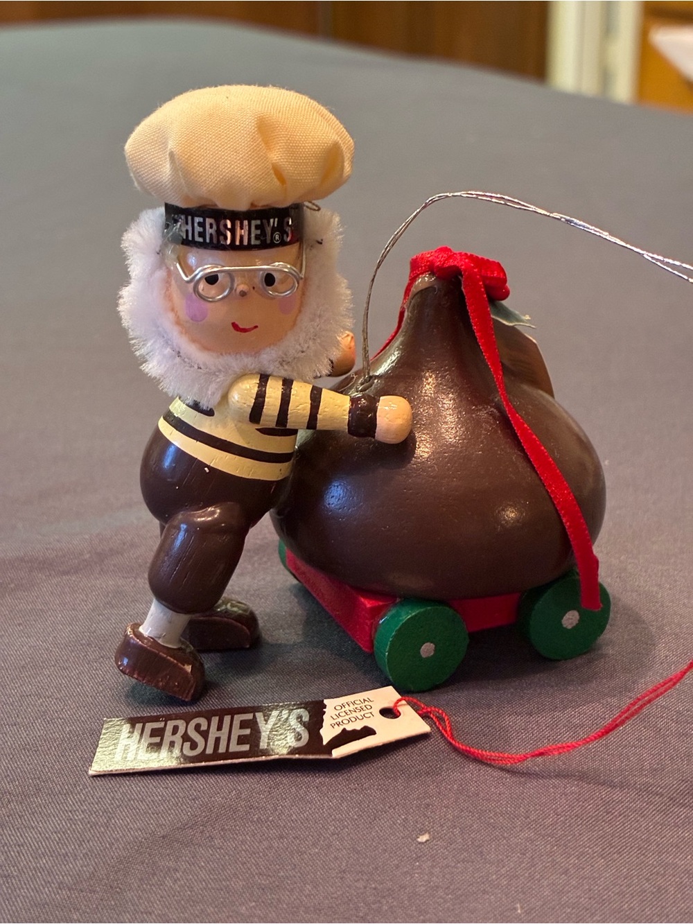 VTG Hershey Kiss Wood Elf Holiday Tree Ornament